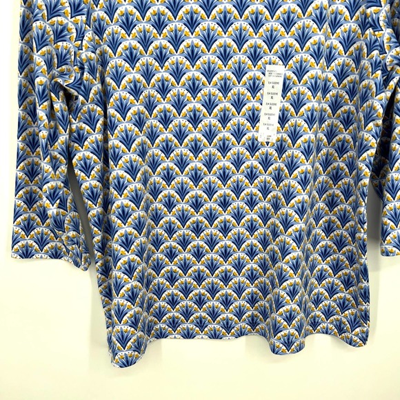 NEW Croft & Barrow Womens Size XL Stretchy Blue Yellow Blouse Shirt Top Floral - Picture 5 of 7